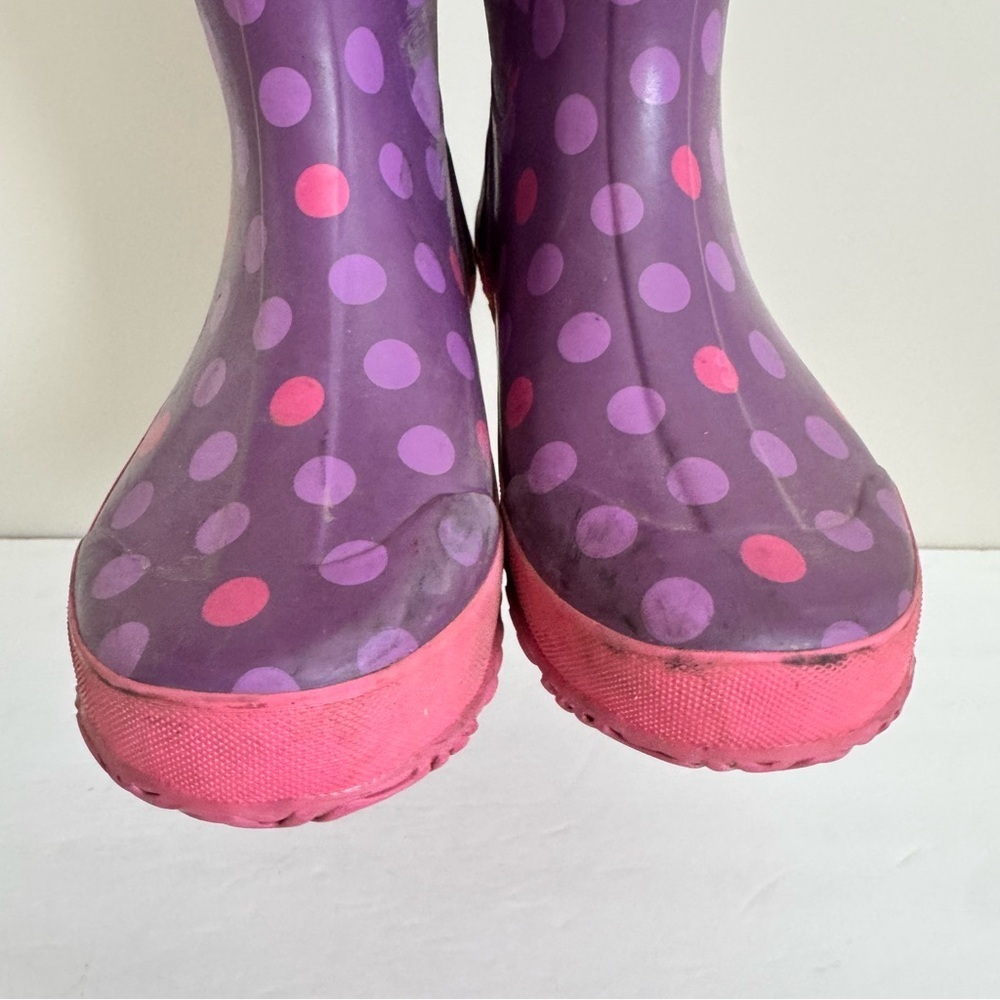 Bogs Rubber Pull On Waterproof Rain Boots Polka Dot Purple Big Kids Youth Size 5 - Picture 12 of 13